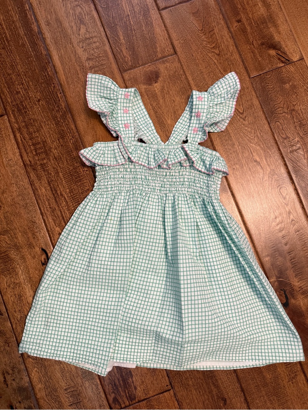 Proper Peony Green Gingham Ruffle Sundress